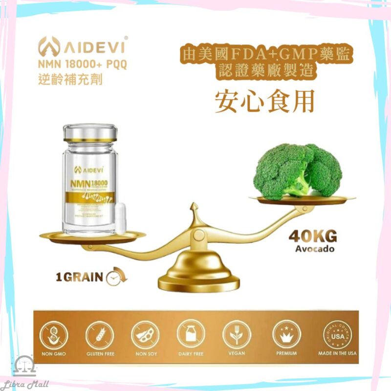 AIDEVI NMN 18000+ PQQ 逆齡補充劑-1樽60粒